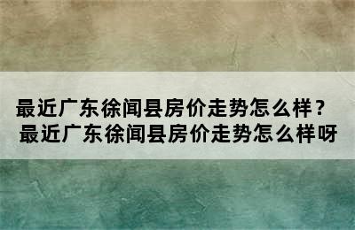 最近广东徐闻县房价走势怎么样？ 最近广东徐闻县房价走势怎么样呀